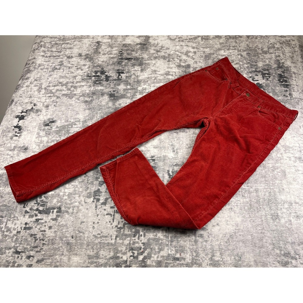 Levi Strauss 511 Men 33x32 Slim Fit Red Corduroy 5-Pocket Pants Eclectic Prep‎